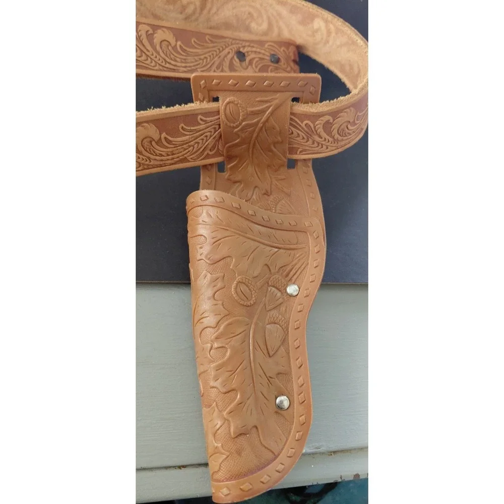 Costume vintage Leather & Plastic Western-style double gun holster belt Cowboy